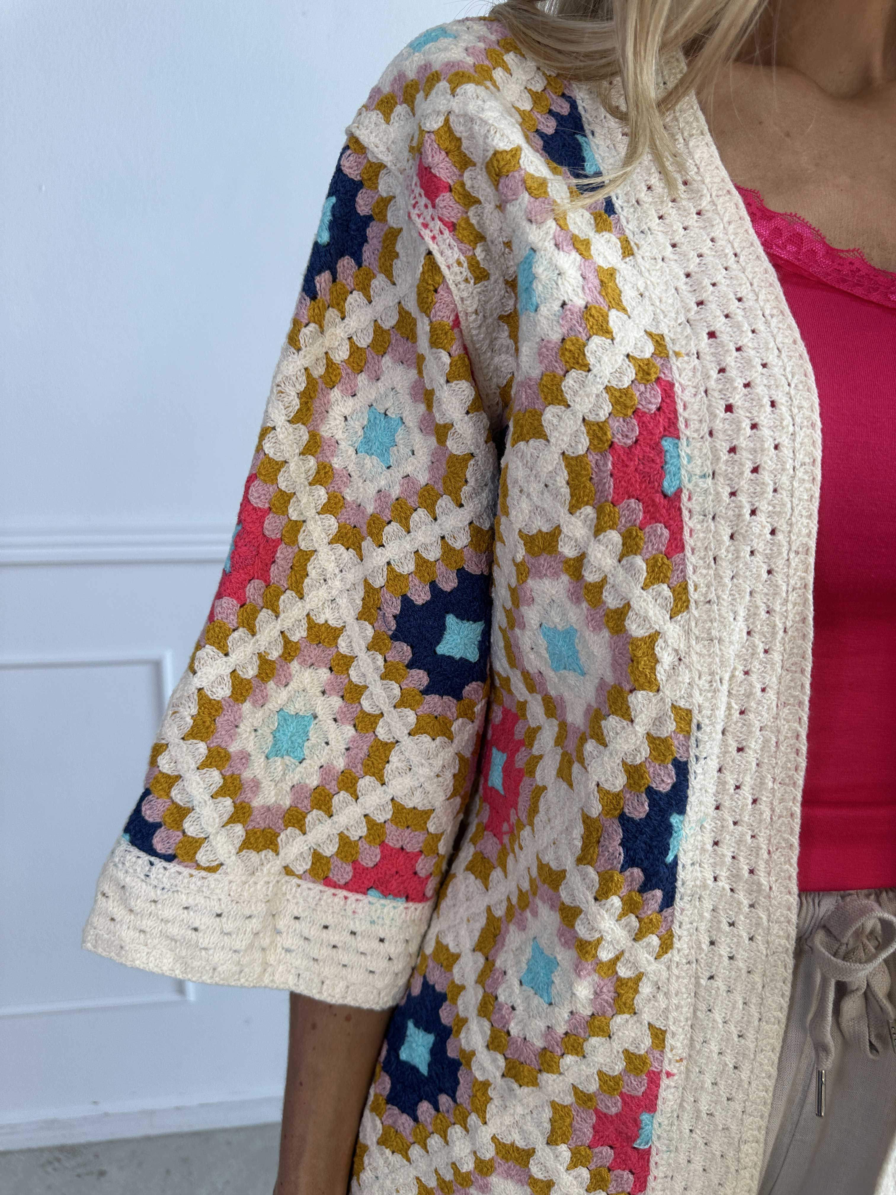 Danae - Flerfarvet cardigan i bomuld